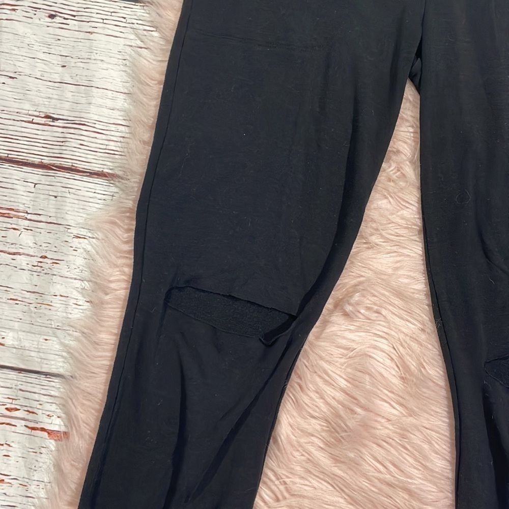 Beyond Yoga Black Slit Open Knee High Rise Lounge Joggers - Picture 4 of 9